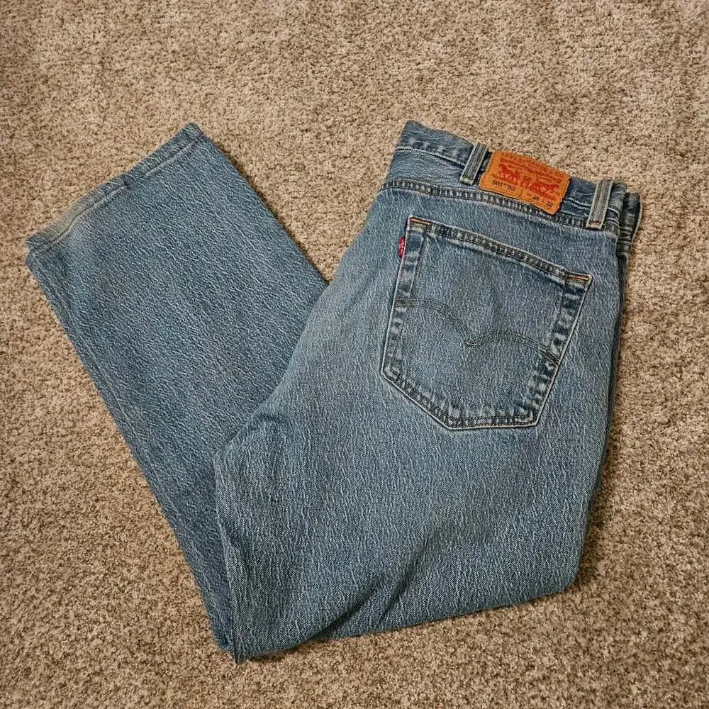 Levi's 501 '93 Straight Jeans Salt and Pepper Size W38 L32 Blue Wash Denim
